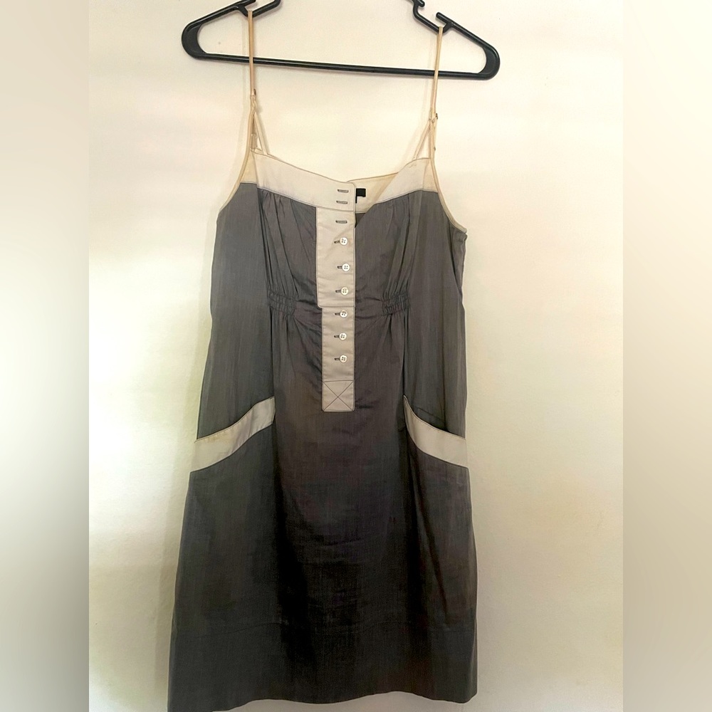Beautiful grey & white linen dress